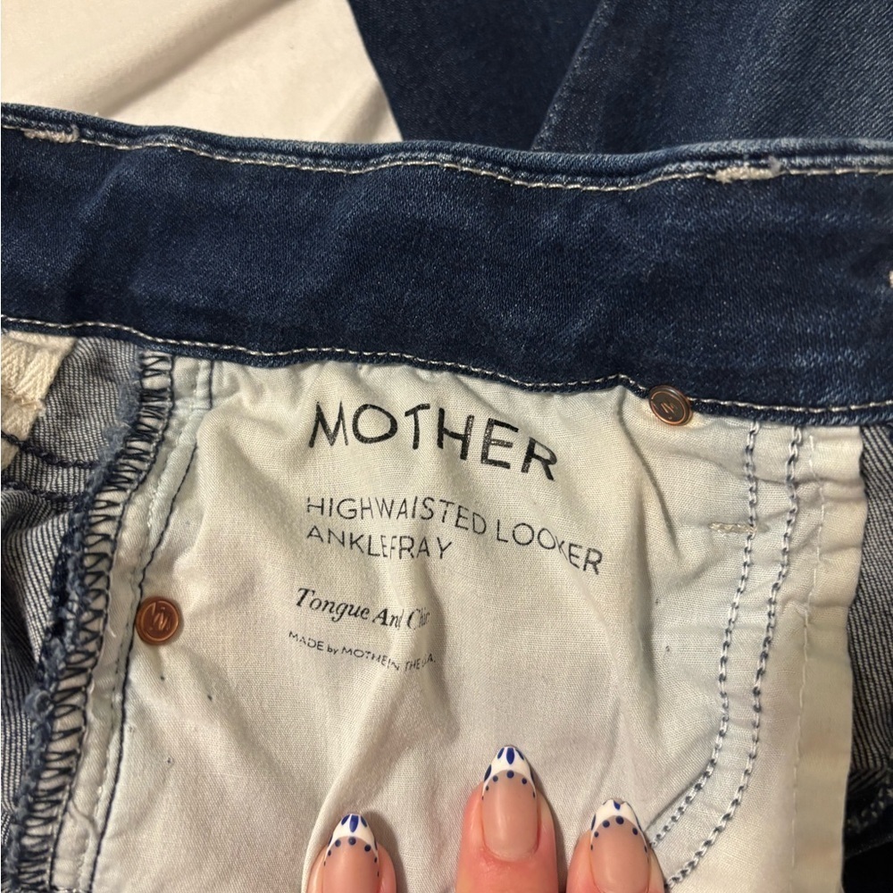 Mother, high waisted, looker ankle fray, Dark Blue Women's Jeans size 27 - Picture 9 of 11
